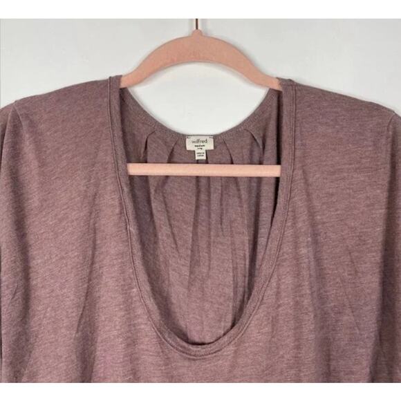 Aritzia Wilfred Mauve Pink Soft Long Sleeve Loose Fit Plunge Neckline Top Sz M - Picture 2 of 7